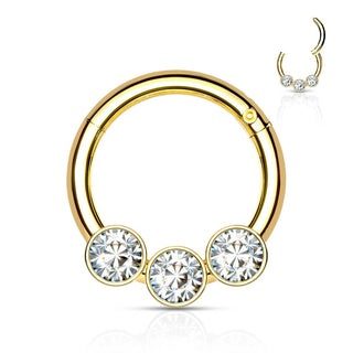 Anneau Bille 3 Zircones Cliqueur