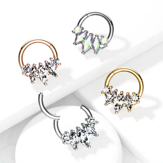 Anneau 5 Marquises Zircone Cliqueur