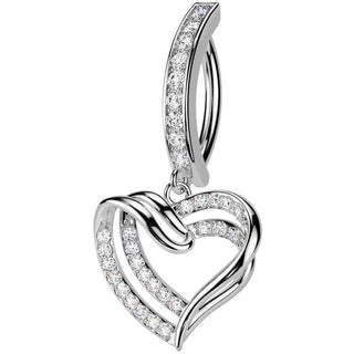Piercing Nombril cœur pendentif zircone Segment
