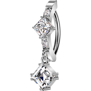 Piercing Nombril carré pendentif zircone