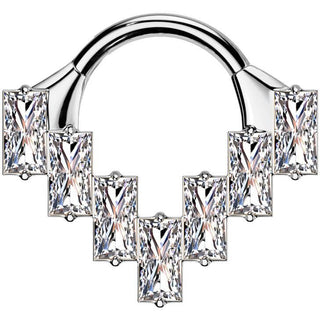 Titane Anneau embout zircone taille baguette Segment