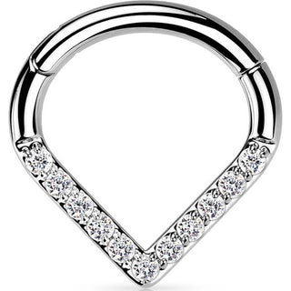 Titane Anneau Chevron Zircone Cliqueur