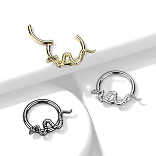 Titane Anneau Serpent Cliqueur