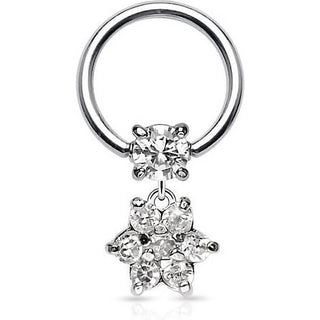 Anneau Pendentif Fleur Zircone Argent Bille Captive
