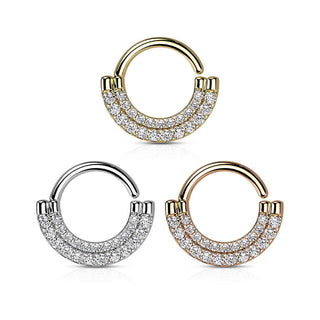 Anneau Double Ligne Zircone Pliable