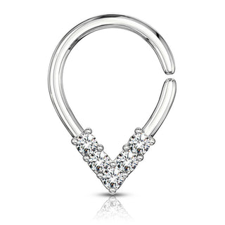 Anneau Chevron 5 Zircones Pliable