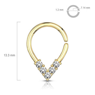 Anneau Chevron 5 Zircones Pliable