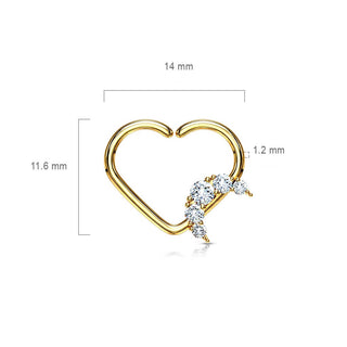 Anneau Cœur Lune Zircone Pliable