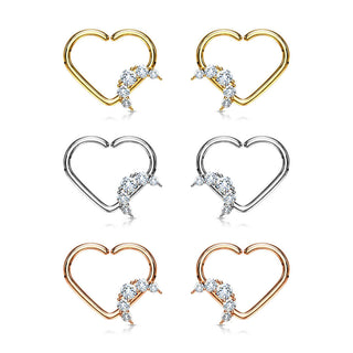 Anneau Cœur Lune Zircone Pliable