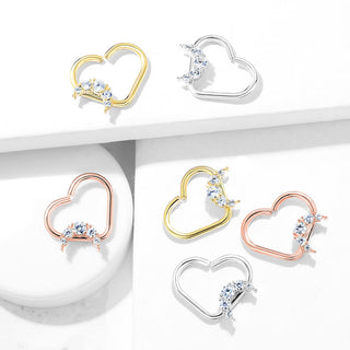 Anneau Cœur Lune Zircone Pliable