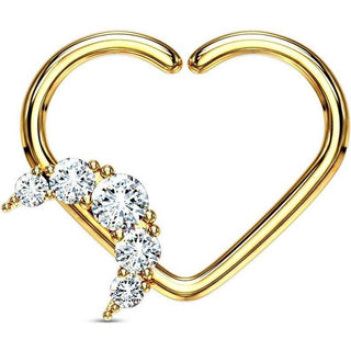 Anneau Cœur Lune Zircone Pliable