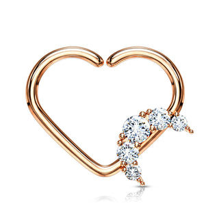 Anneau Cœur Lune Zircone Pliable