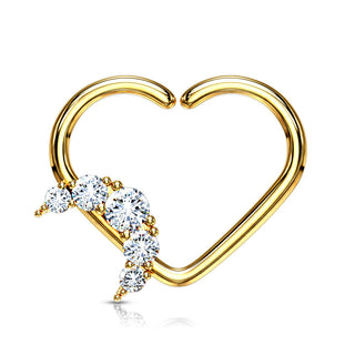 Anneau Cœur Lune Zircone Pliable