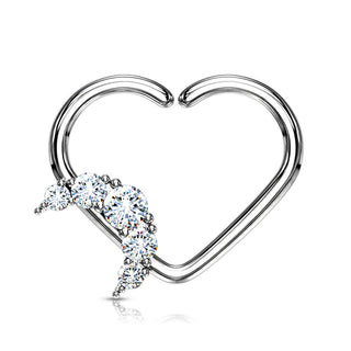 Anneau Cœur Lune Zircone Pliable