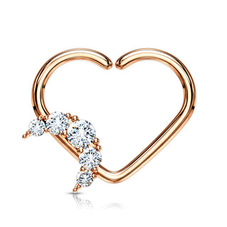 Anneau Cœur Lune Zircone Pliable