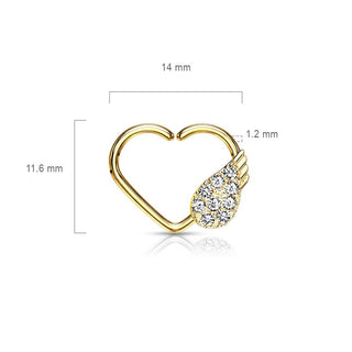 Anneau Cœur Ailes d´Ange Zircone Pliable