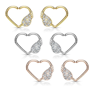 Anneau Cœur Ailes d´Ange Zircone Pliable