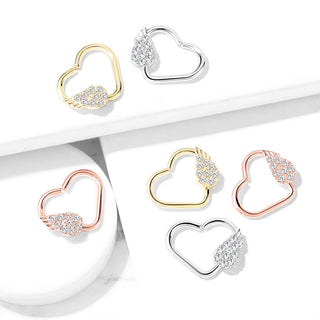 Anneau Cœur Ailes d´Ange Zircone Pliable