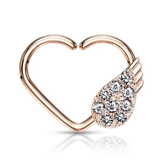 Anneau Cœur Ailes d´Ange Zircone Pliable