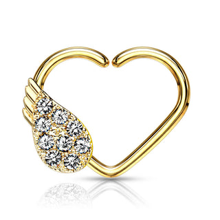 Anneau Cœur Ailes d´Ange Zircone Pliable