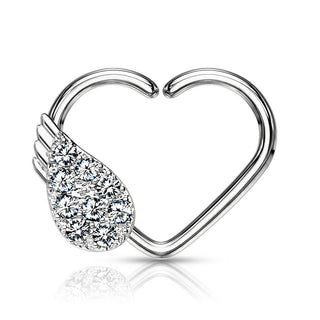 Anneau Cœur Ailes d´Ange Zircone Pliable