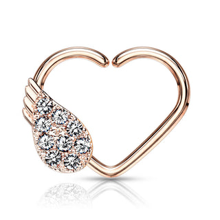 Anneau Cœur Ailes d´Ange Zircone Pliable