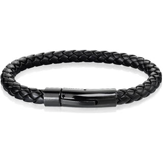 Bracelet Tressé Noir Fermoir Noir