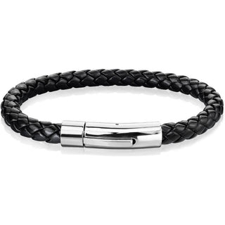 Bracelet Tressé Noire Fermoir Argent