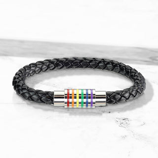 Bracelet Arc-en-ciel Tressé Noir Aimant