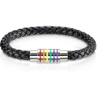 Bracelet Arc-en-ciel Tressé Noir Aimant