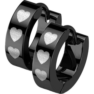 Boucle d'Oreille Coeur Noir Cliqueur