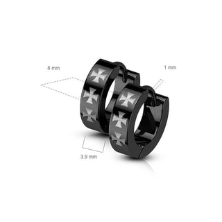 Boucle d'Oreille Croix de Fer Noire Cliqueur