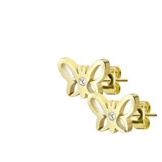 Bouton d'Oreille Papillon Zirconia