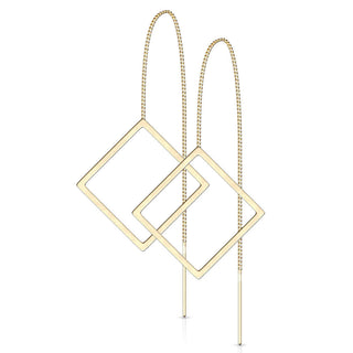Boucle d'Oreille Pendentif Carré Chaîne
