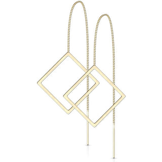 Boucle d'Oreille Pendentif Carré Chaîne