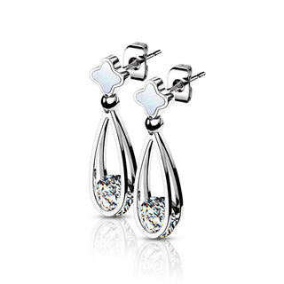 Bouton d'Oreille Pendentif en Forme de Goutte Zircone