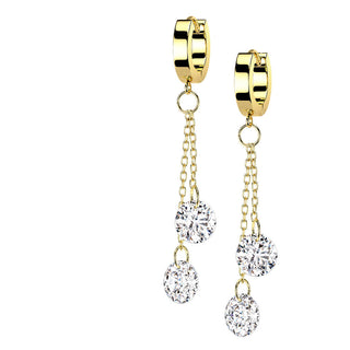 Boucle d'Oreille Pendentif Zircone Ronde Cliqueur