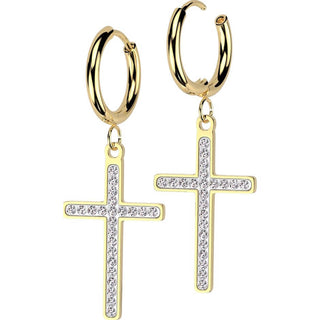 Boucle d'Oreille croiser zircone pendentif