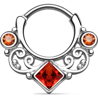 Septum Clicker Zircone Carrée Argent Cliqueur