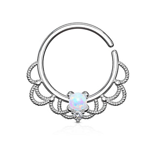 Anneau Opale Filigrane Pliable