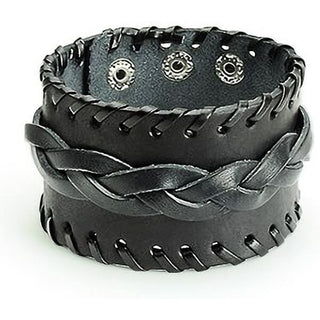 Bracelet Noir Large Tressé