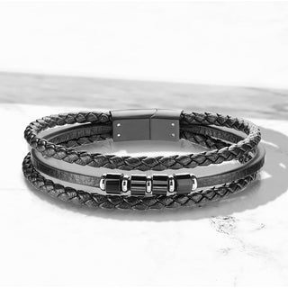 Bracelet Tressé Noir Aimant