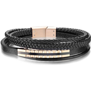 Bracelet Tressé Noir Or Rose Aimant