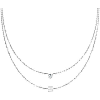 Collier Bille Carré de Zircone Superposé