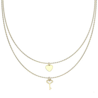 Collier Clé Cœur Superposé