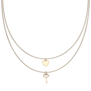 Collier Clé Cœur Superposé