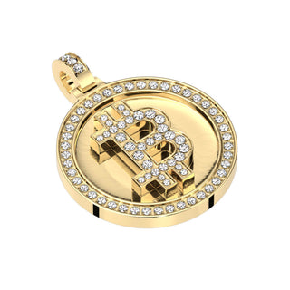 Collier Bitcoin Zircone Or