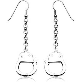 Boucle d'Oreille Pendentif Menottes Argent