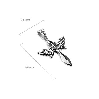 Collier Epée Aile Croix Argent