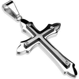 Collier Croix Noir Argent